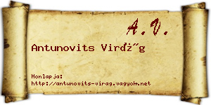 Antunovits Virág névjegykártya